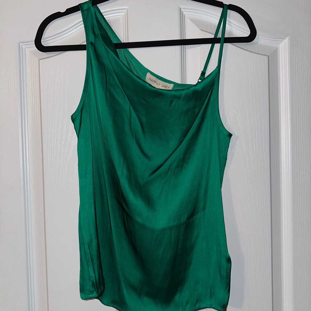 Green Satin Cami Top